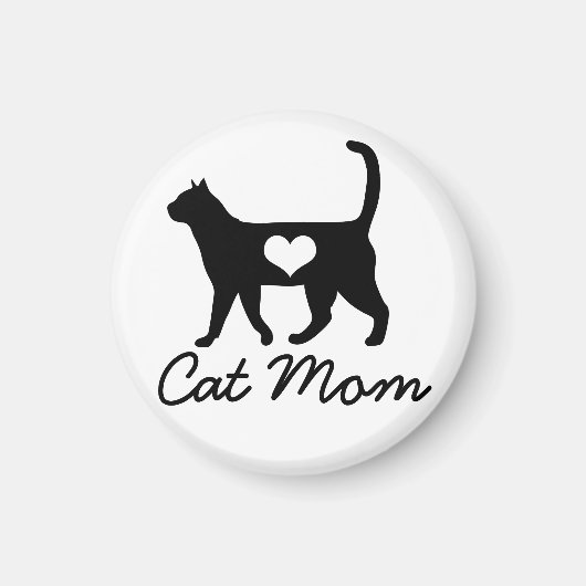 Black Cat Silhouette Cat Mam Magneet (Voorkant)