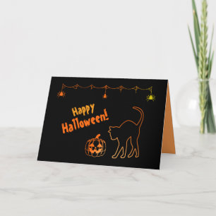 Black Cat Silhouette en Jack o'lanterns Halloween Kaart