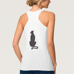 Black Cat Silhouette femme blanche racer débardeur