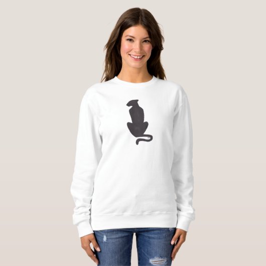 Black Cat Silhouette femmes blanc sweatshirt (Devant entier)