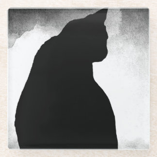 Black Cat Silhouette Glass Onderzetter Glazen Onderzetter