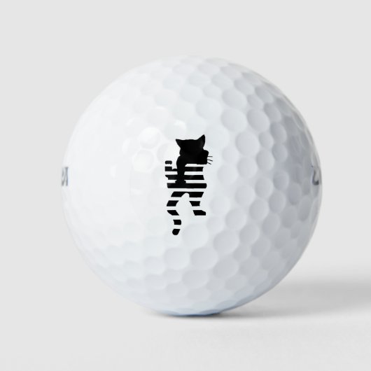 Black Cat Silhouette Golfballen (Voorkant)