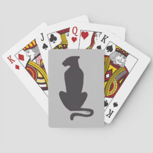 Black Cat Silhouette grijs Poker speelkaarten