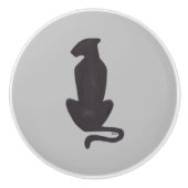Black Cat Silhouette grise ceramique bouton (Devant)