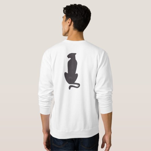 Black Cat Silhouette hommes blanc sweatshirt dos (Dos entier)