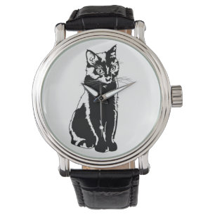 Black Cat Silhouette Horloge