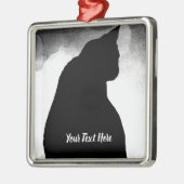 Black Cat Silhouette Metalen Ornament (Links)