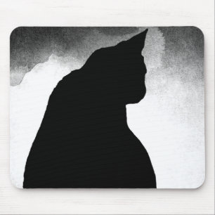 Black Cat Silhouette Muismat