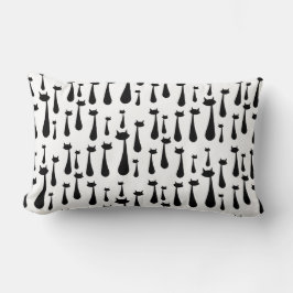 Black Cat Silhouette Pattern voor atoomretro Kussen