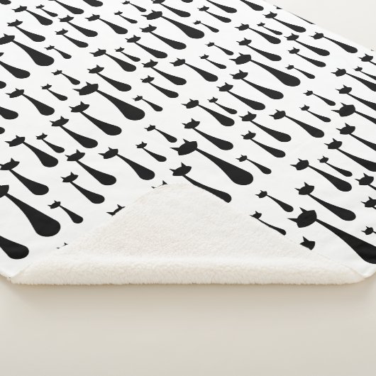 Black Cat Silhouette Pattern voor atoomretro Sherpa Deken (3/4)