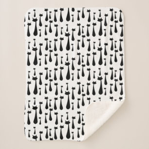 Black Cat Silhouette Pattern voor atoomretro Sherpa Deken