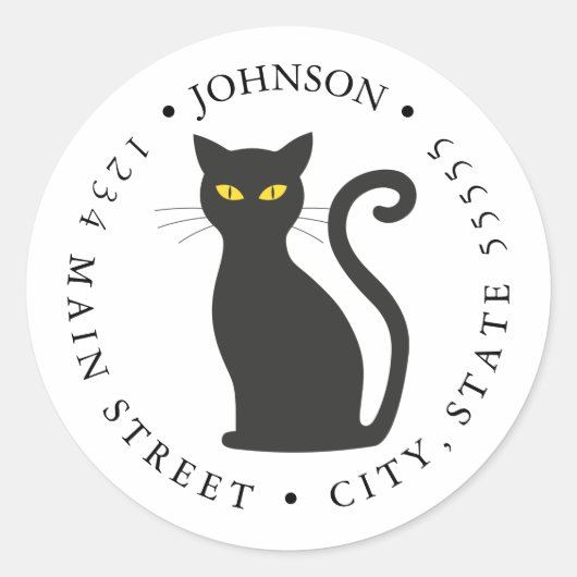 Black Cat Silhouette Retourlabel Ronde Sticker (Voorkant)
