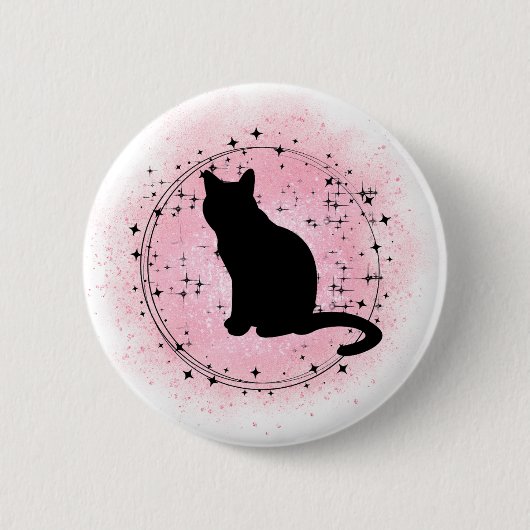 Black Cat Silhouette Ronde Button 5,7 Cm (Voorkant)