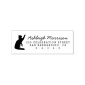Black Cat Silhouette Script Naam Retouradres Rubberstempel (Afrduk)