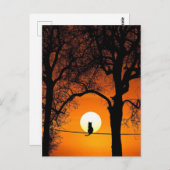 Black Cat Silhouette Sunset Briefkaart (Voorkant / Achterkant)