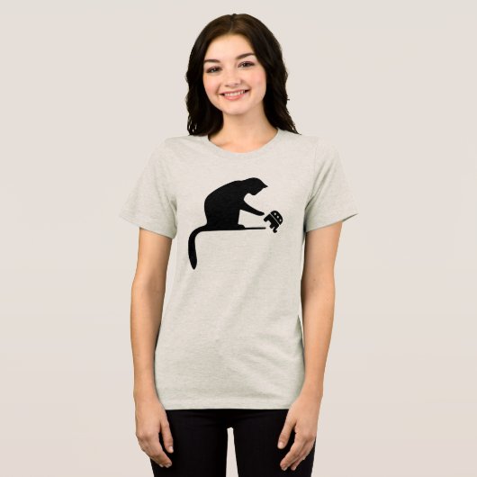 Black Cat Silhouette Tri-Blend Shirt (Voorkant volledig)