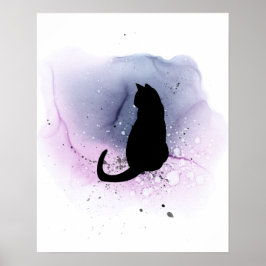 Black Cat Silhouette Wall Décor Poster