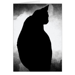 Black Cat Silhouette Wenskaart