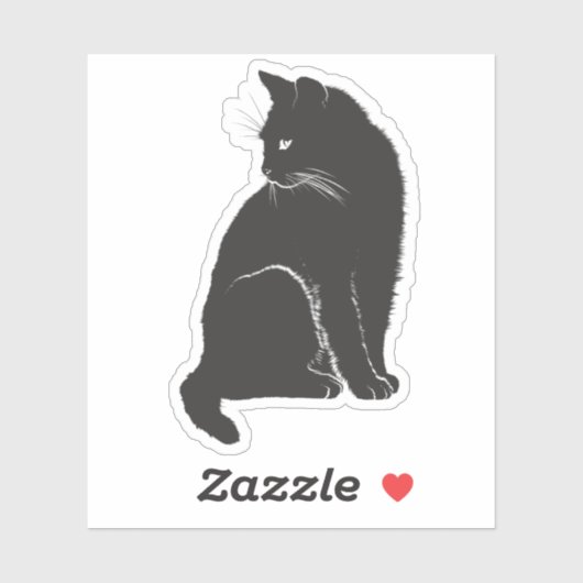 Black Cat Sitting Sticker (Vel)