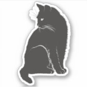 Black Cat Sitting Sticker (Voorkant)