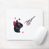 Black Cat Skeleton Hand Boop Valentines Day Pet O  Muismat (Met muis)