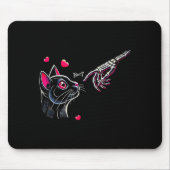 Black Cat Skeleton Hand Boop Valentine's Day Pet O Muismat (Voorkant)