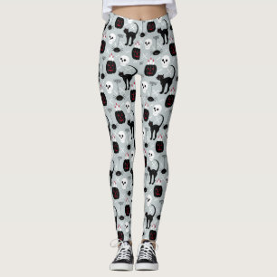 Black Cat Skull Leggings - Halloween Strak voor vr