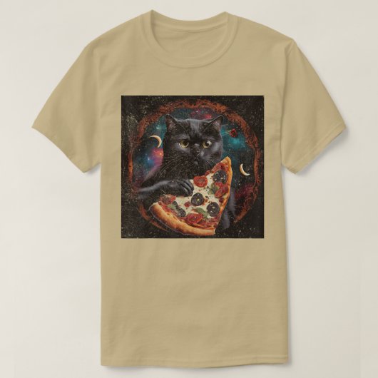 Black Cat Sloth Pizza T-shirt (Design voorkant)
