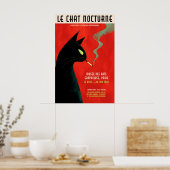 Black Cat Smoking Poster - Retro French Exhibition (Keuken)