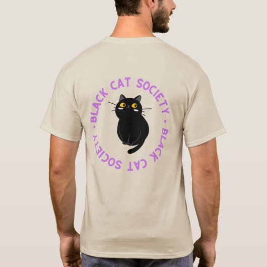 Black Cat Society T-shirt in Paars (Achterkant)