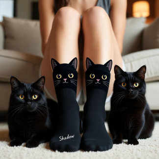 Black Cat Socks Gift for Cat Mom & Cat Dad Lovers Sokken