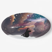 Black Cat Space Shooting Star Papieren Bordje (Gekanteld)