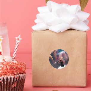 Black Cat Space Shooting Star Ronde Sticker