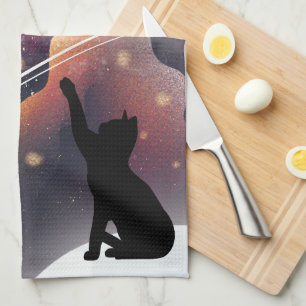 Black Cat Space Shooting Star Theedoek