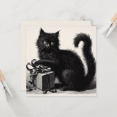 Black Cat Spelen met Gift en Lint Kaart (Voorkant / Achterkant in situ)