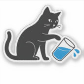 Black Cat Spilling Water  - Laptop Sticker (Voorkant)