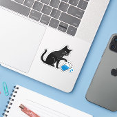 Black Cat Spilling Water  - Laptop Sticker (Laptop met iPhone)