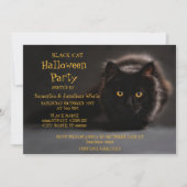 Black Cat Spooky Evil Halloween Party Kaart (Voorkant)