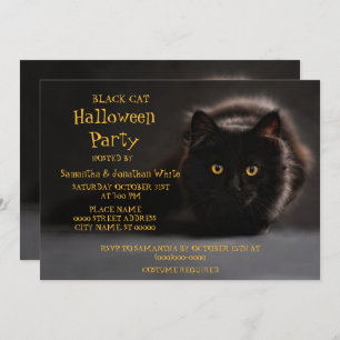  Black Cat Spooky Evil Halloween Party Kaart