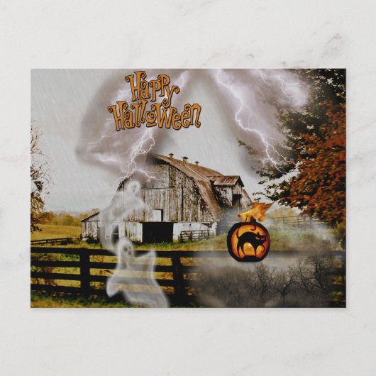 *~* Black Cat Spooky Ghosts HALLOWEEN Briefkaart (Voorkant)