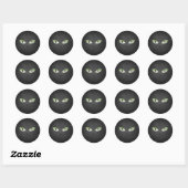 Black Cat Spooky Halloween Ronde Sticker (Vel)