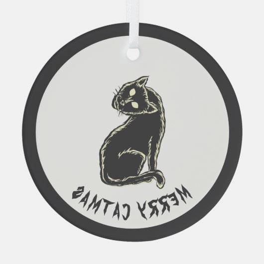 Black Cat Spooky Horror Glas Ornament (Achterkant)