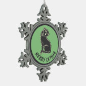 Black Cat Spooky Horror Tin Sneeuwvlok Ornament (Links)