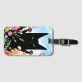 Black Cat Spring Fever:  Kitty and Flowers Bagagelabel (Voorkant (horizontaal))