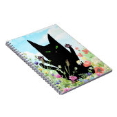 Black Cat Spring Fever:  Kitty and Flowers Notitieboek (Rechterzijde)