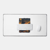 Black Cat Starry Nuit Van Gogh Citrouilles Bats Ha (Clavier et souris)