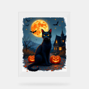 Black Cat Starry Nuit Van Gogh Citrouilles Bats Ha