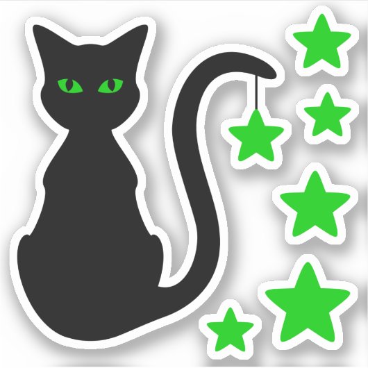 Black Cat Stars Vinyl Stickers (Voorkant)