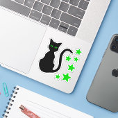 Black Cat Stars Vinyl Stickers (Laptop met iPhone)