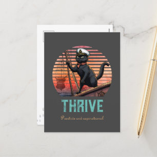 Black Cat Sunset: Een reis naar BLOEIEN Feestdagenkaart